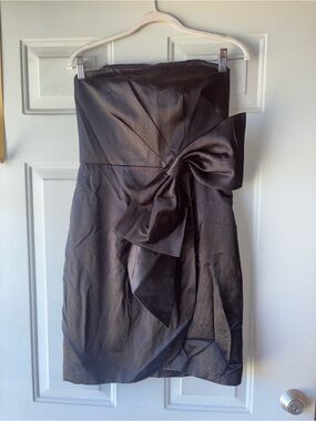 Milly black satin strapless bow dress size 6